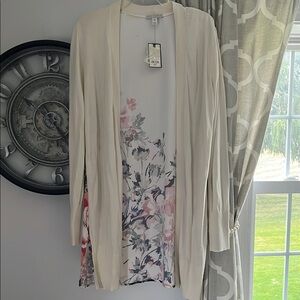 Dana Buchman Cream Open-Front Cardigan
